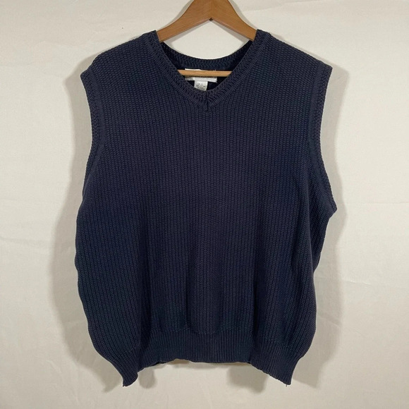 Arnold Palmer Sweater Vest Blue V-Neck 100% Cotton Men Large - Picture 1 of 3